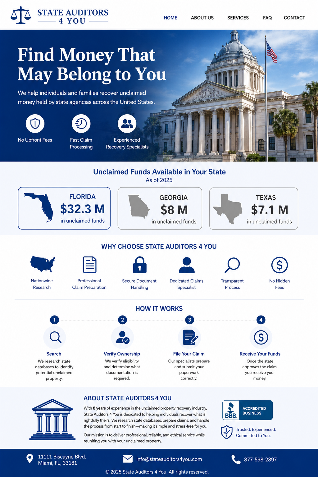 Full-page State Auditors 4 You homepage design